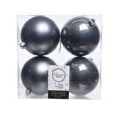 Decoris Shatterproof Baubles Box of 4 Pieces 10cm - Stone Grey